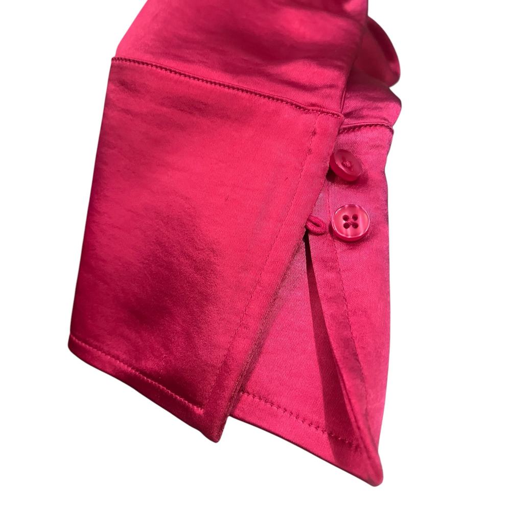 Good American Satin Wrap V-Neck Long Sleeve Blouse Top | Sz XS Pink NEW $149 - Picture 9 of 9